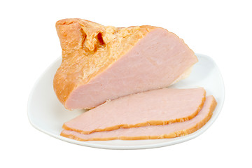 Image showing Sliced meat on white plate