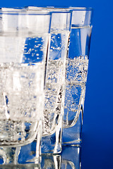 Image showing three glasses with cold water