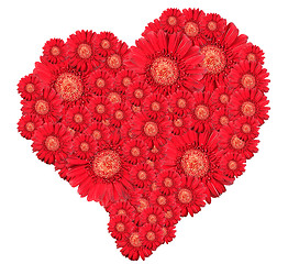 Image showing Bouquet of red flowers as heart-form
