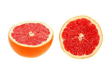 Image showing Two cross section of grapefruit