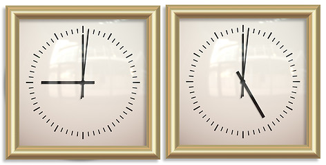 Image showing nine to five two clocks