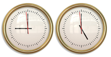 Image showing nine to five two clocks