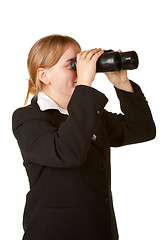 Image showing young business woman with binoculars