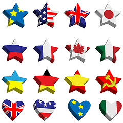 Image showing Flags in the form of stars and hearts