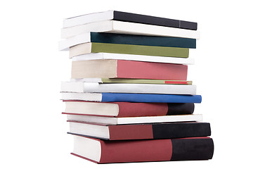 Image showing color tower books arranged in stack