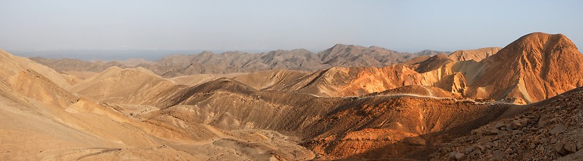 Image showing Desert landscape panorama at sunset