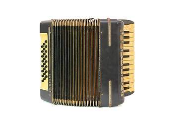 Image showing Vintage black accordion isolated 