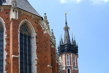 Image showing The tower of Mariacki Church in Cracow