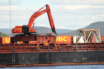 Image showing Excavator on the ship.