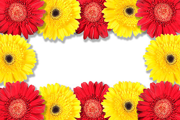 Image showing Abstract frame with yellow and red flowers