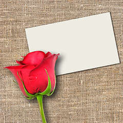 Image showing One red rose and message-card
