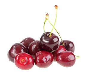 Image showing Heap of a dark-red sweet-cherry