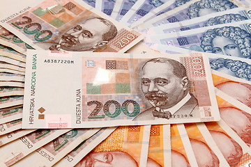 Image showing Croatian Kuna banknotes layed out 