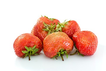 Image showing Some tasty ripe red strawberries 