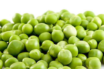 Image showing Pile of green peas isolated on the white background