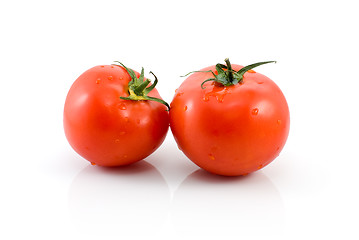 Image showing Pair of ripe red tomatoes