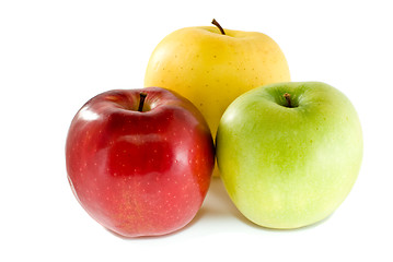 Image showing Red, yellow and green apples