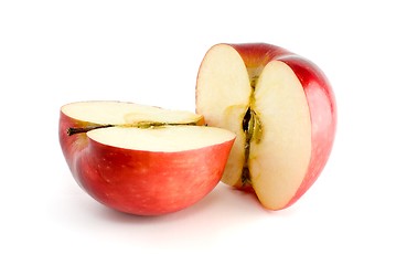 Image showing Two red apple halves