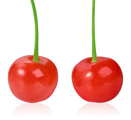 Image showing Two red sweet-cherryes