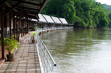 Image showing Floating hotel on River Kwai in Thailand