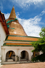 Image showing Phra Pathom Chedi in Thailand during renovation