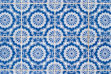 Image showing Traditional Portuguese glazed tiles