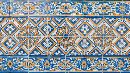 Image showing Traditional Portuguese glazed tiles