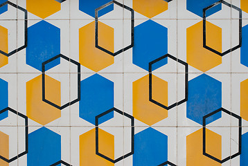 Image showing Traditional Portuguese glazed tiles