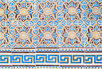 Image showing Traditional Portuguese glazed tiles