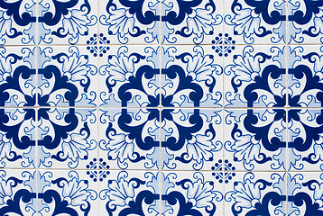 Image showing Traditional Portuguese glazed tiles