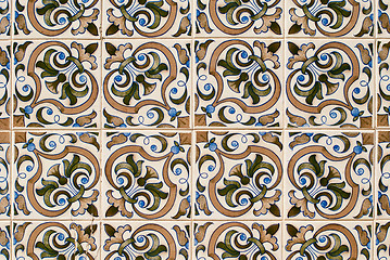 Image showing Traditional Portuguese glazed tiles