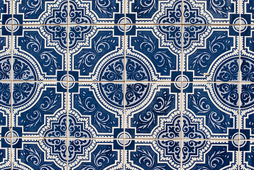 Image showing Traditional Portuguese glazed tiles