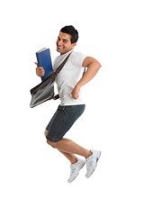 Image showing Excited University Student Jumping