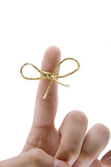 Image showing remember concept,  finger with gold tie