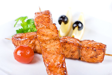 Image showing salmon kebab