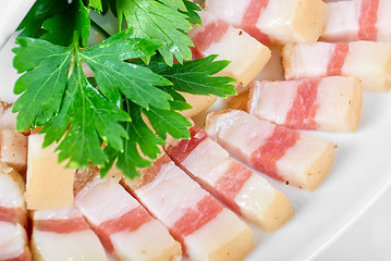 Image showing Sliced pig lard