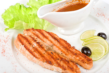 Image showing Grilled salmon steak