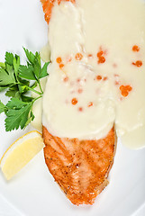 Image showing Grilled salmon steak