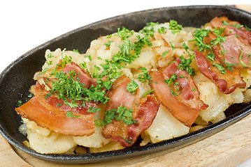 Image showing Fried potato with bacon