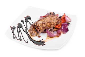 Image showing beef steak with vegetable