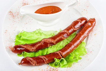 Image showing grilled sausage closeup