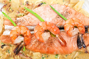 Image showing Salmon fish and seafood