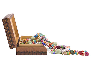 Image showing wooden box and fashion beads