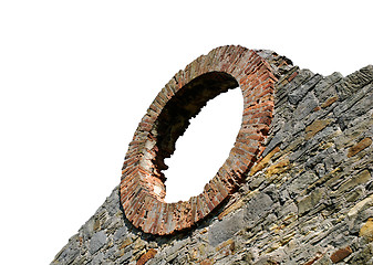 Image showing empty window and old stones wall
