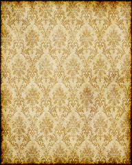 Image showing old brown damask paper