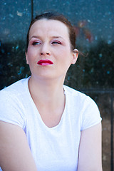 Image showing Beautiful young girl over a black background