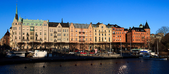 Image showing Old buildings on Strandvagen in Ostermalm