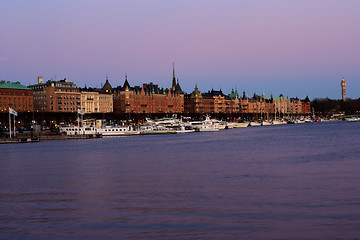 Image showing Strandvagen (Ostermalm) - evening panorama