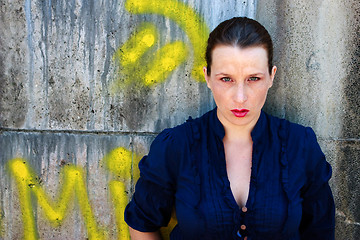 Image showing Beautiful young woman with graffiti