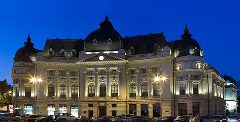 Image showing University Library in Bucharest - night shot